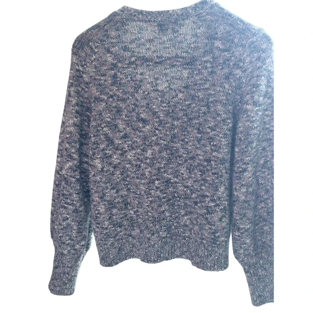 J.Crew Space Dye Cardigan Sweater Blue Purple Marled Knit V-Neck Womens Large - Picture 7 of 10